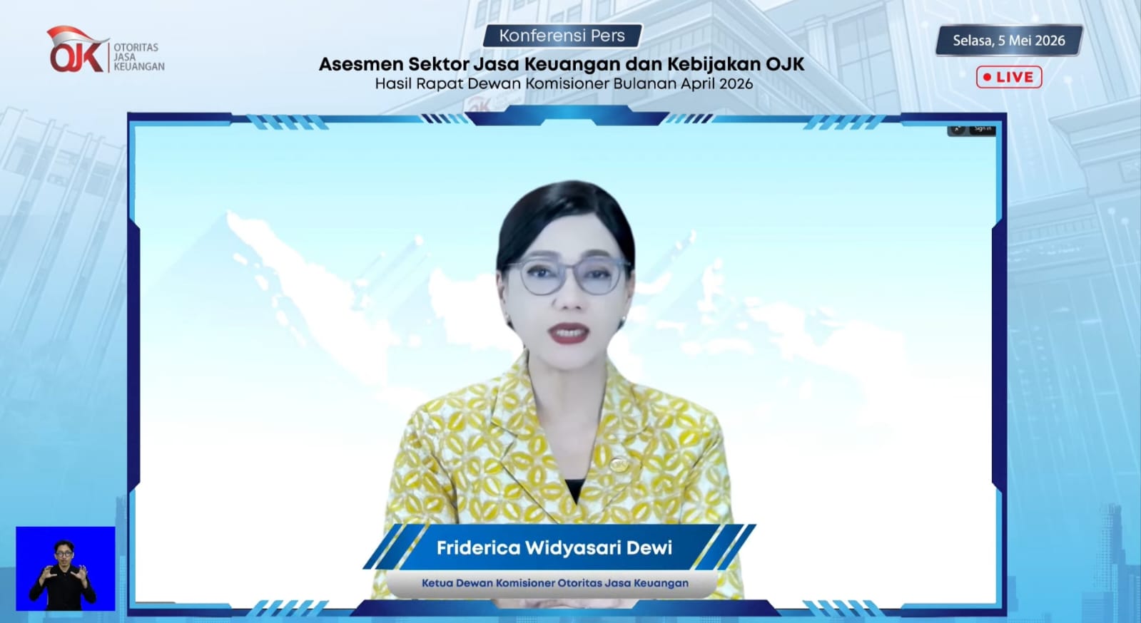 Ketua Dewan Komisioner OJK, Friderica Widyasari Dewi