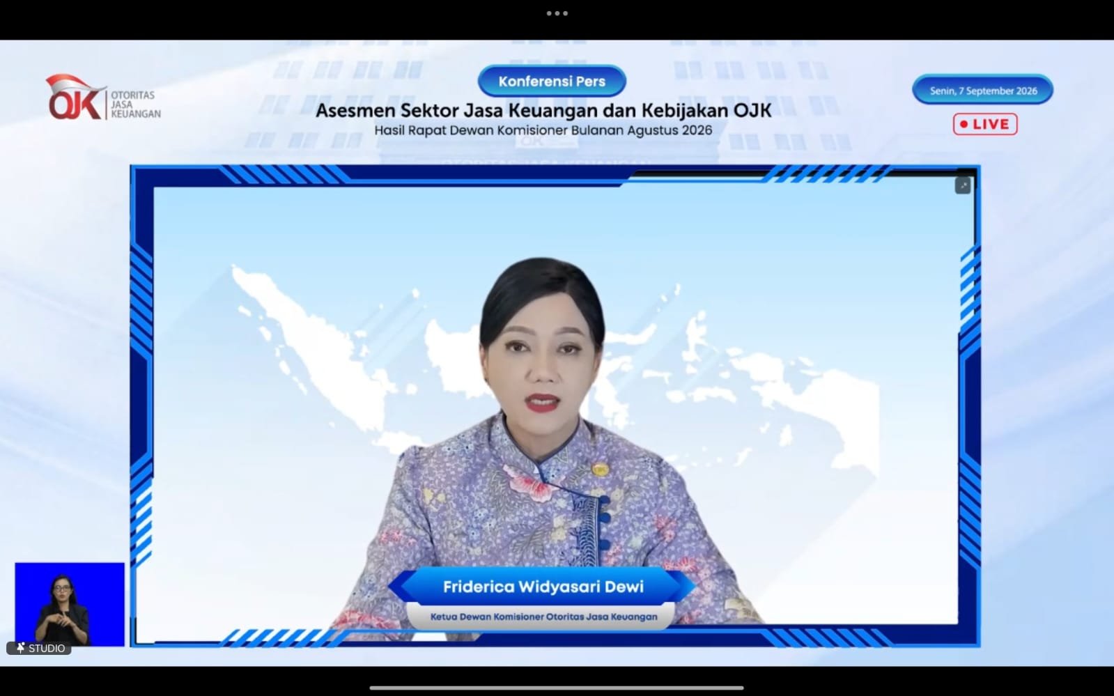 Ketua Dewan Komisioner OJK, Friderica Widyasari Dewi